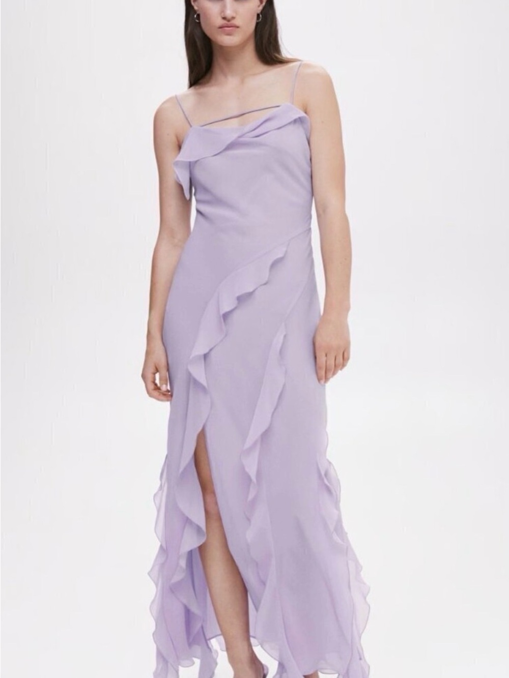 Mango Lavender Ruffle Slip Maxi Dress - Picture 2 of 3